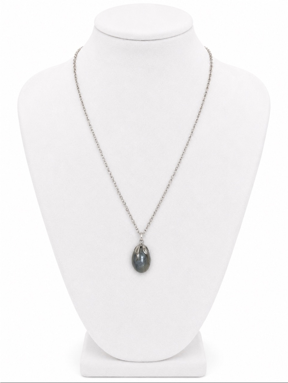 LABRADORITE Pendant Silver Necklace - Gray